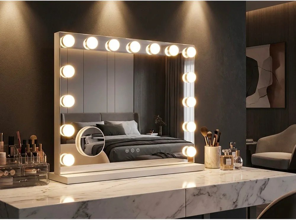 Nástenné zrkadlo s osvetlením/s poličkou 55x43 cm Hollywood – Mauro Ferretti