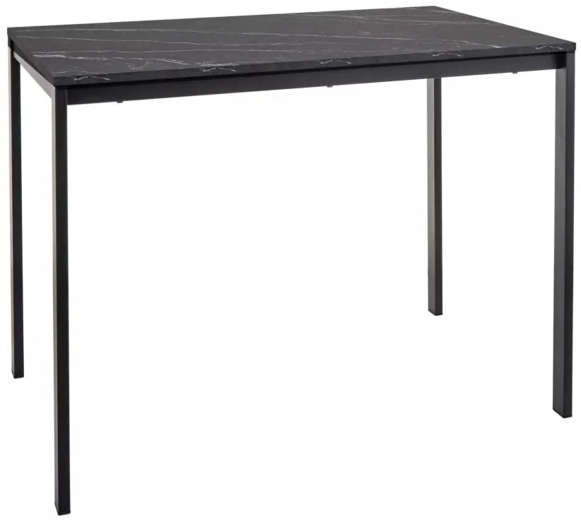 Jedálenský set 1 + 4, čierny stôl RAMOD 100x60 cm mramorový dekor + zelená stolička TURIN s čiernymi nohami