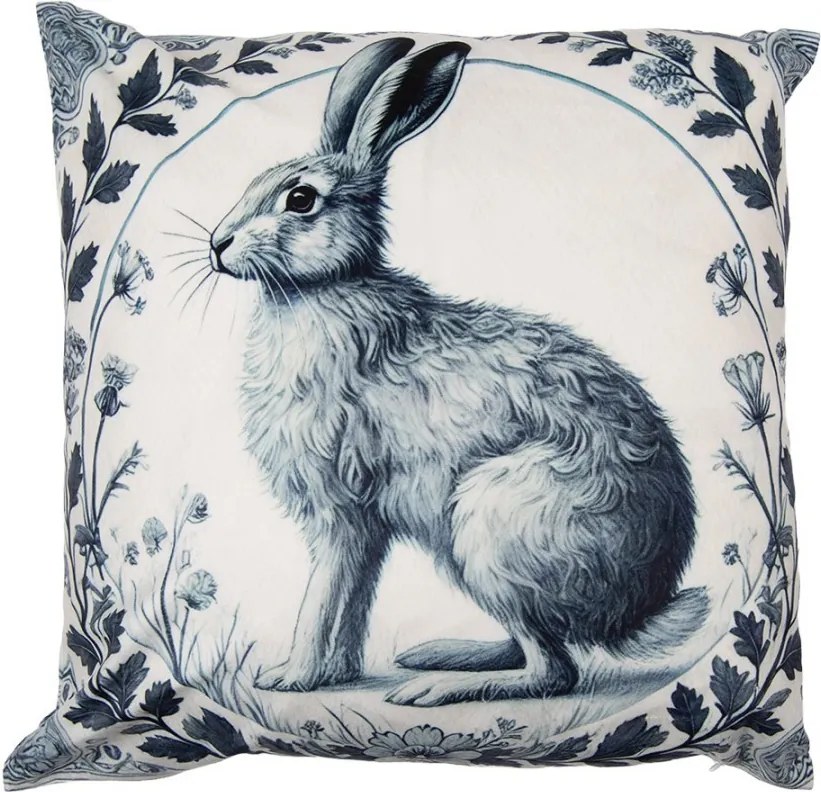 Béžová obliečka na vankúš s králikom a venčekom - 45*45cm