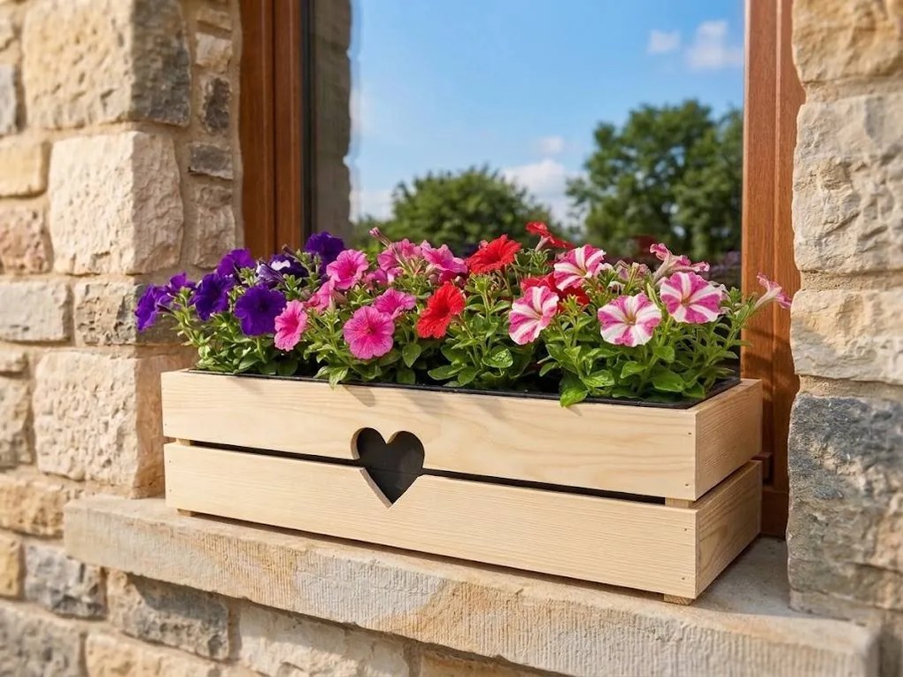 AMADEA Drevený obal s hrantíkom so srdcom, 62x21,5x17cm Český výrobok