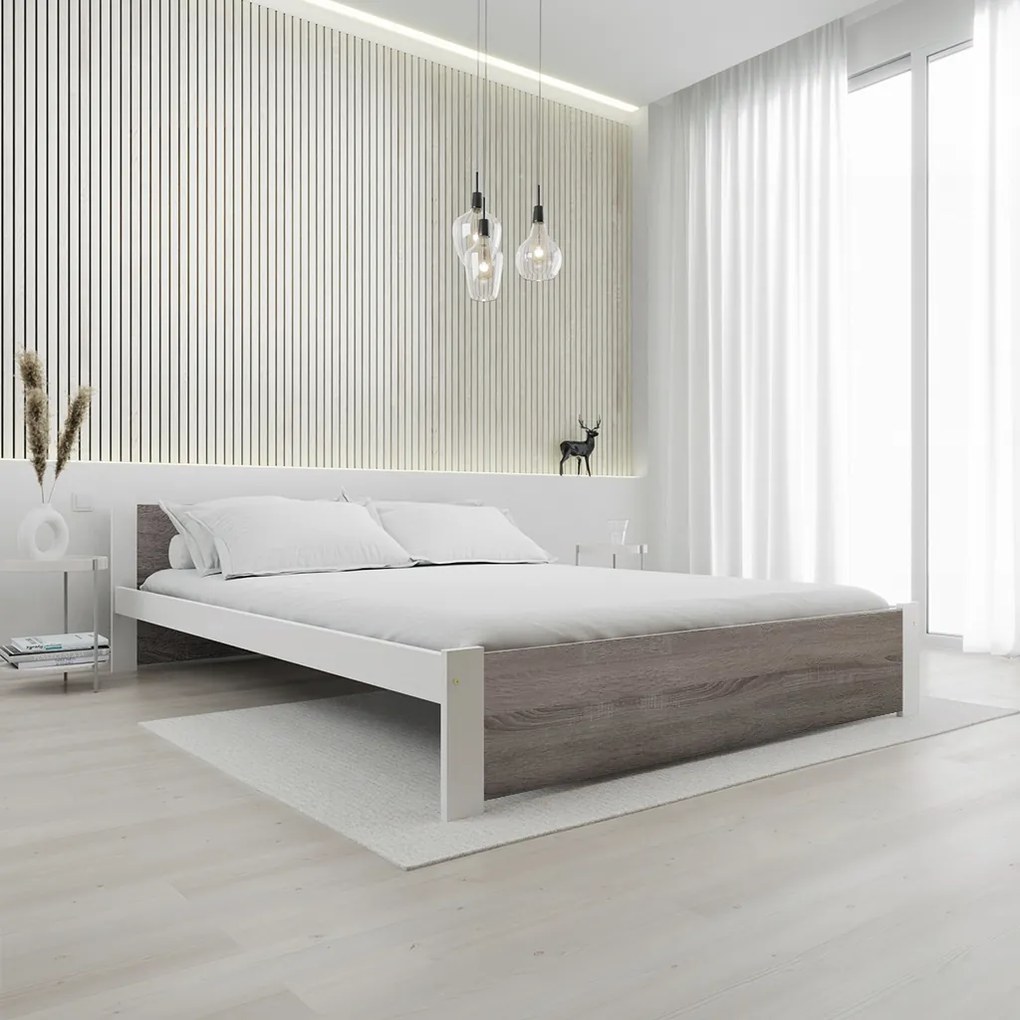 Posteľ IKAROS 120 x 200 cm, biela/dub hľuzovka Rošt: Bez roštu, Matrac: Matrac SOMMERA 18 cm