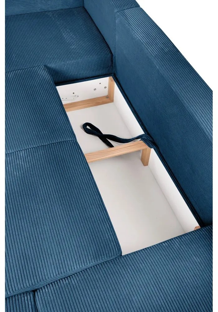 Modrá menčestrová rozkladacia rohová pohovka (pravý roh/do tvaru "U") Tori – Bonami Selection