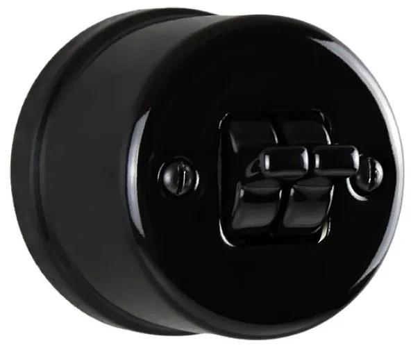 Elhard Nástenný keramický vypínač s páčkami č.5b, čierny KN1255B