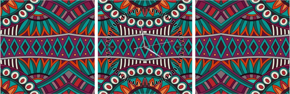 Obraz ornamentálne abstrakcie (s hodinami) (90x30 cm)