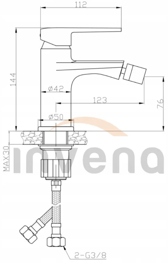 Invena Fira, stojanková bidetová batéria, čierna matná, INV-BB-71-004-V