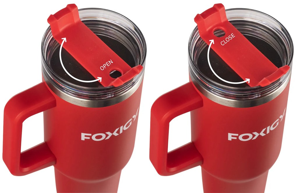 Foxigy Termohrnček do auta so slamkou 1200 ml Cherry