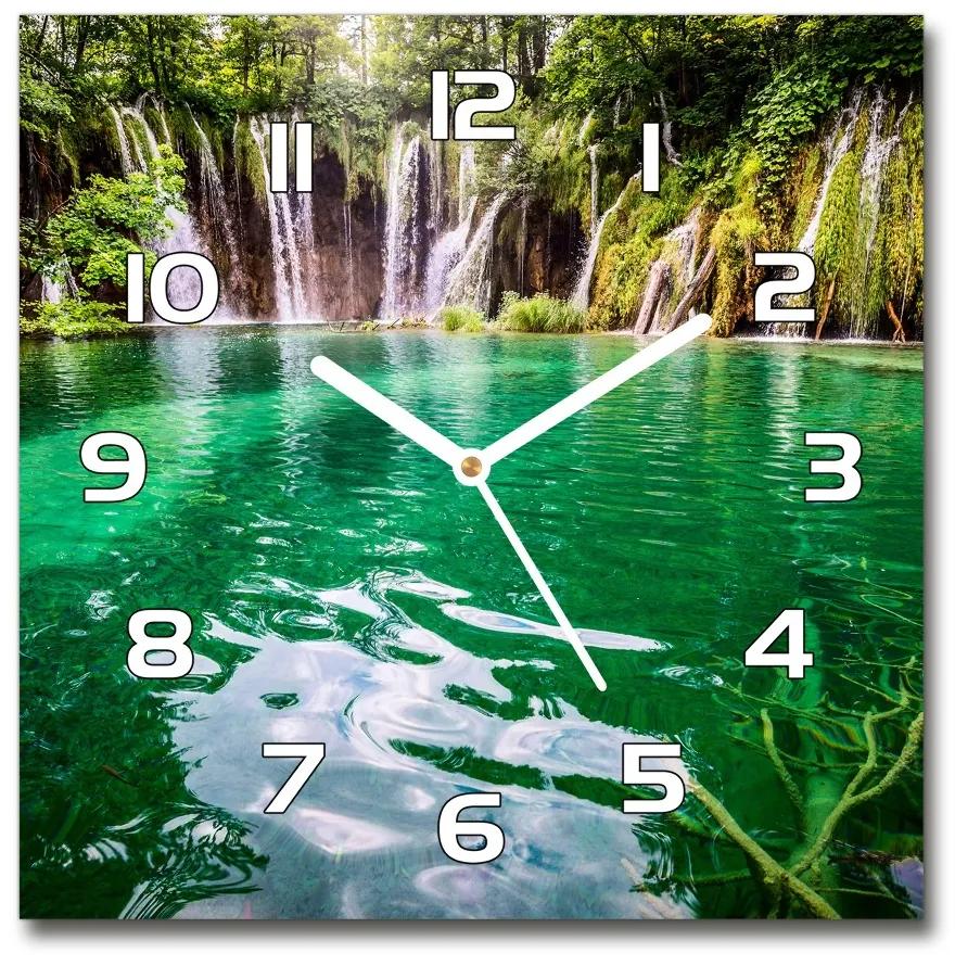 Sklenené hodiny štvorec Plitvické jazero pl_zsk_30x30_f_83128904