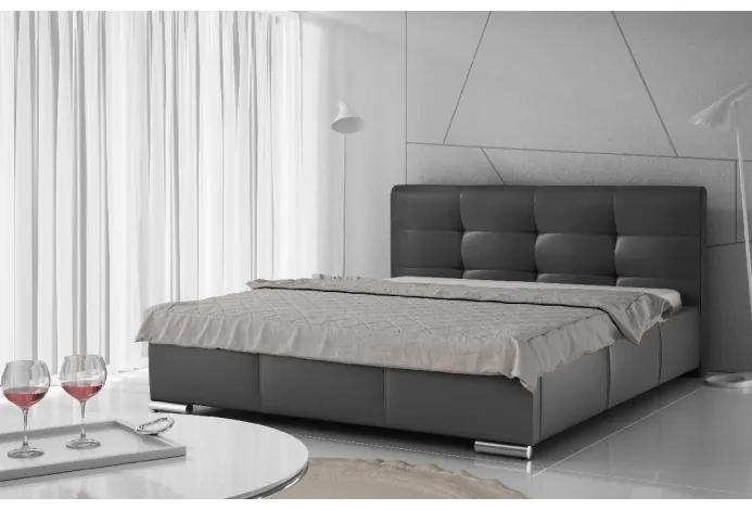 Luxusná čalúnená posteľ Latium s úložným priestorom čierna eko koža 180 x 200