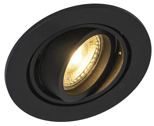 Sada 6 moderných zapustených bodových svetiel čierna naklápacia - Club