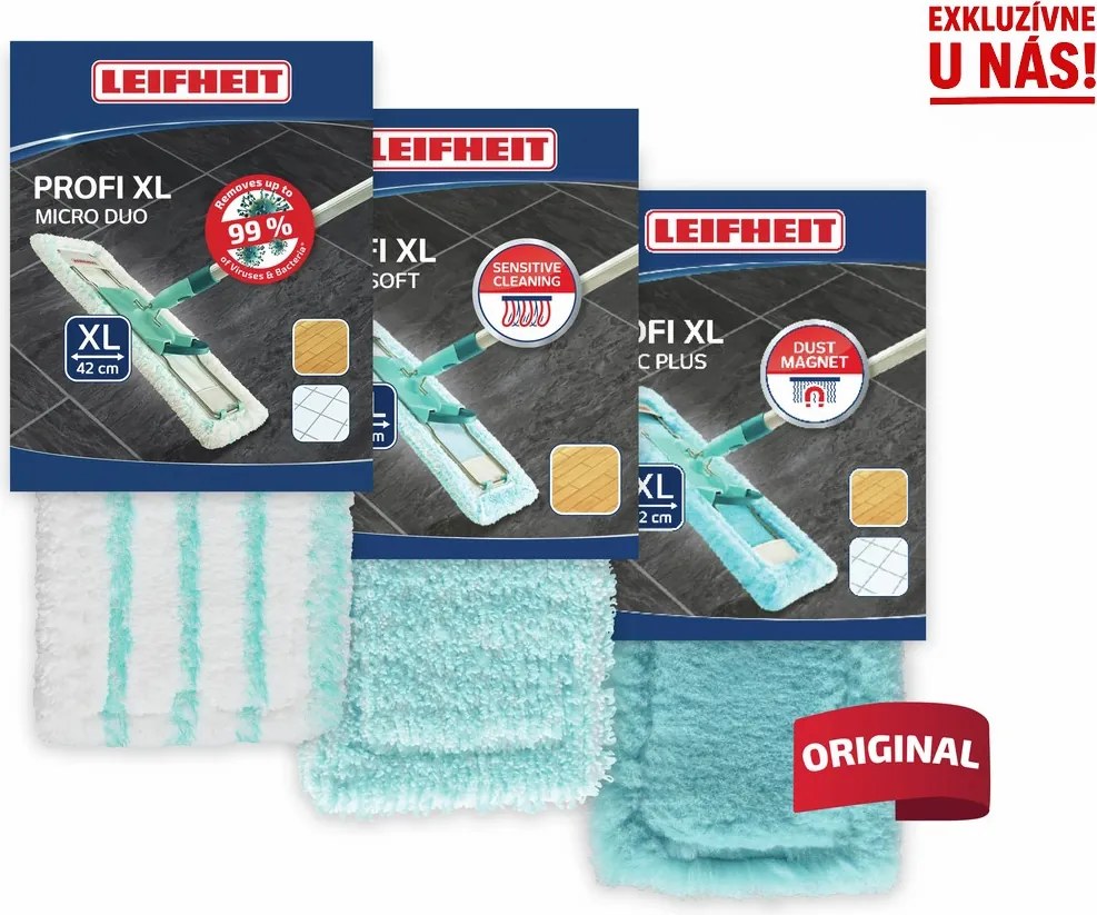 Set 3 náhrad na mop Profi XL - Micro Duo + Super Soft + Static Plus