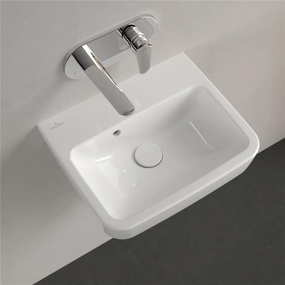 VILLEROY &amp; BOCH O.novo závesné umývadielko bez otvoru, s prepadom, 450 x 370 mm, biela alpská, s povrchom CeramicPlus, 434447R1