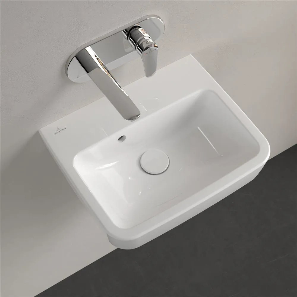VILLEROY & BOCH O.novo závesné umývadielko bez otvoru, s prepadom, 450 x 370 mm, biela alpská, s povrchom CeramicPlus, 434447R1