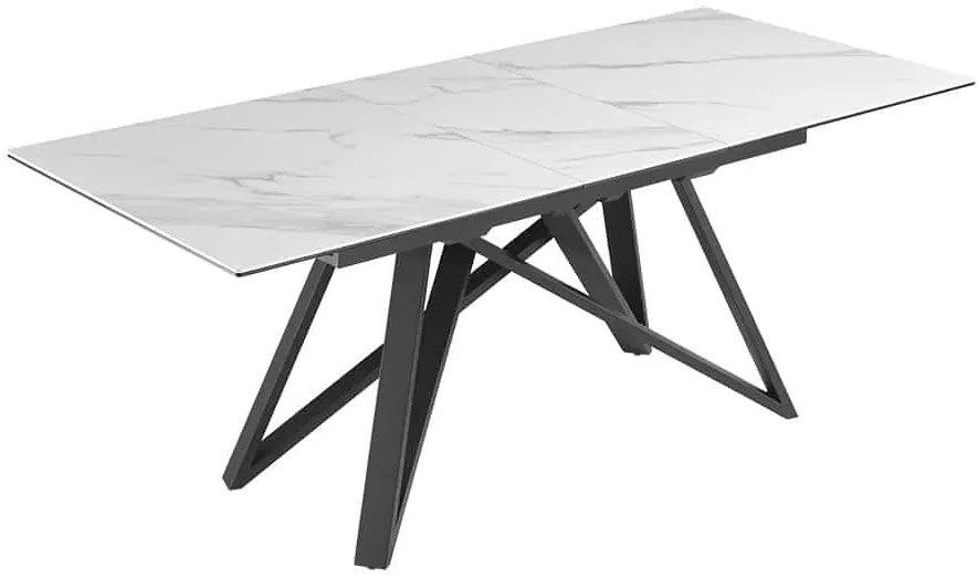 Rozťahovací keramický stôl Callen 160-200cm biely mramor