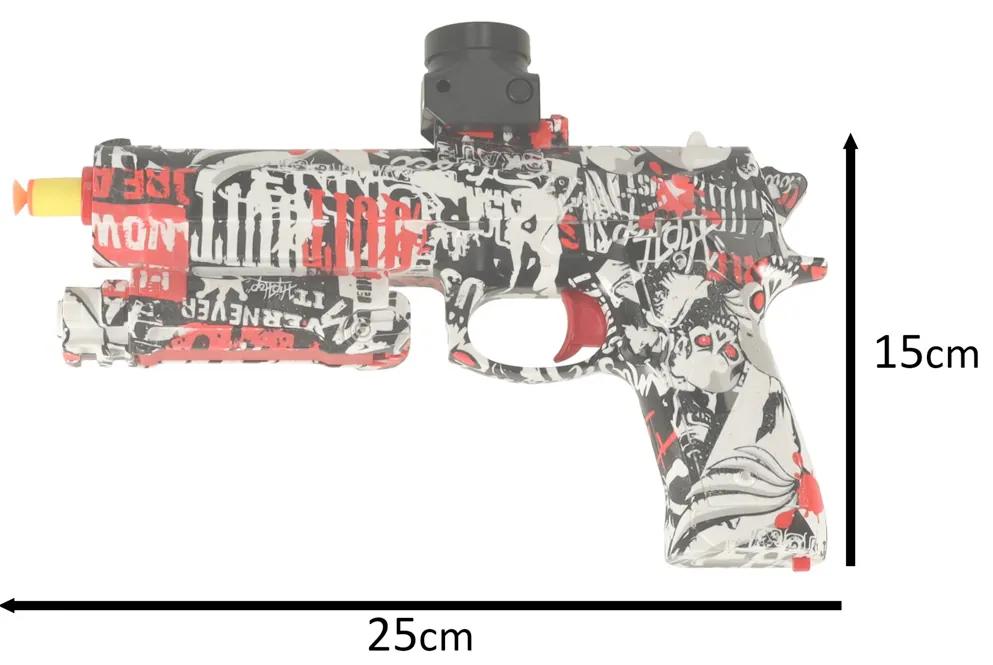 KIK Gélová guľová pištoľ na vodu napájaná batériou USB + 550 ks okuliarov. 7-8mm