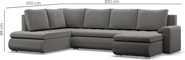 Sedacia súprava FORESTA v tvare U, pravá popolová / čierna