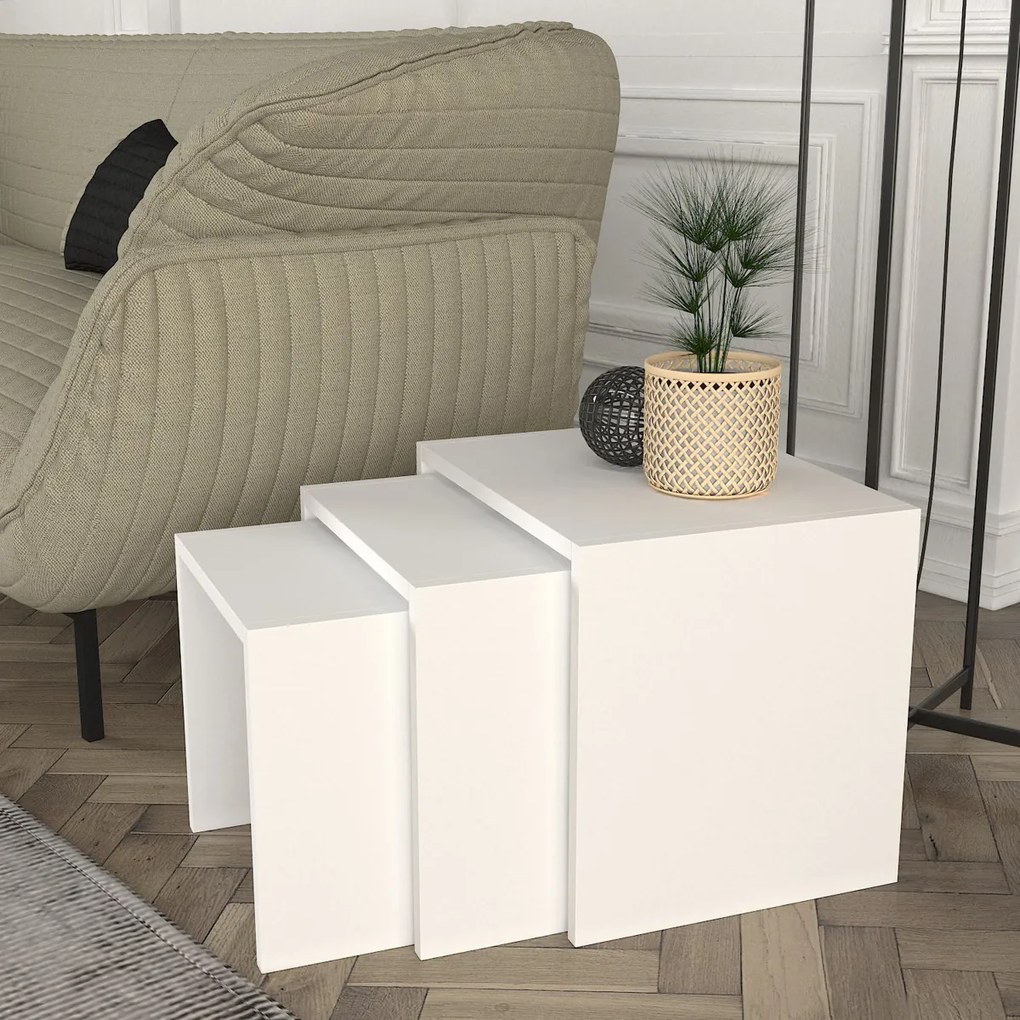 Odkladací stolík Zariel White, 3 ks
