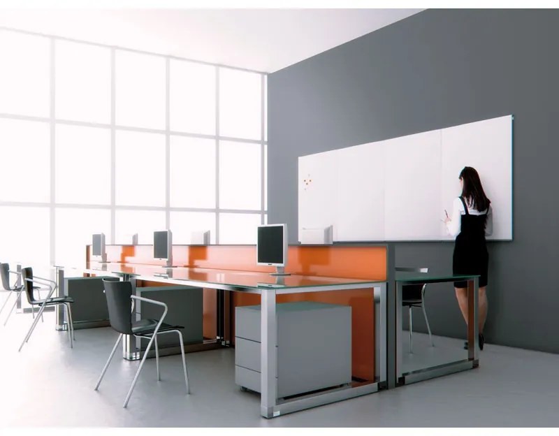 Bi-Office Bezrámová biela popisovacia tabuľa, magnetická, 1150 x 750 mm