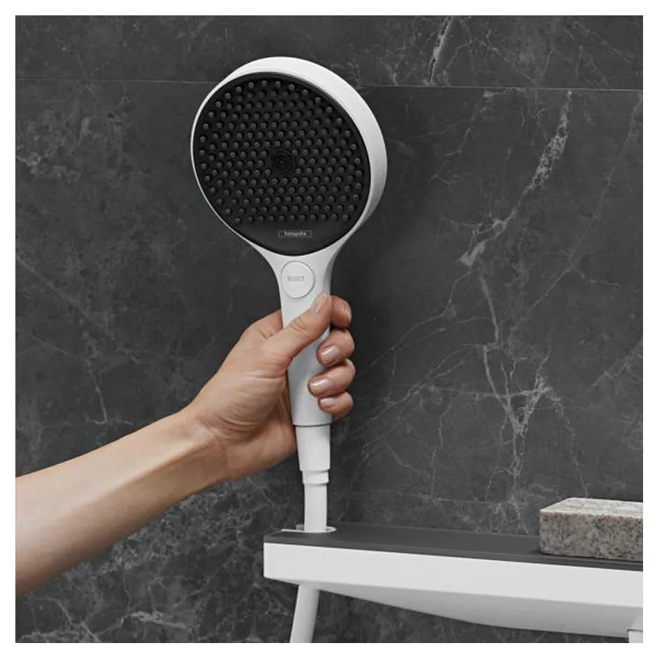Hansgrohe Rainfinity, ručná sprchová hlavica 130 3-funkčná, biela matná, HAN-26864700