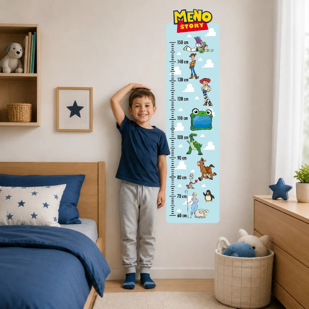 40x120cm Detský meter s menom - Toy Story - textilná nálepka na stenu