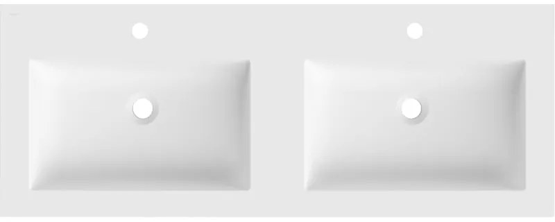 Mexen Otis, dvojité umývadlo zapustené do dosky 121 × 46,5 cm, biela matná, 25181201D