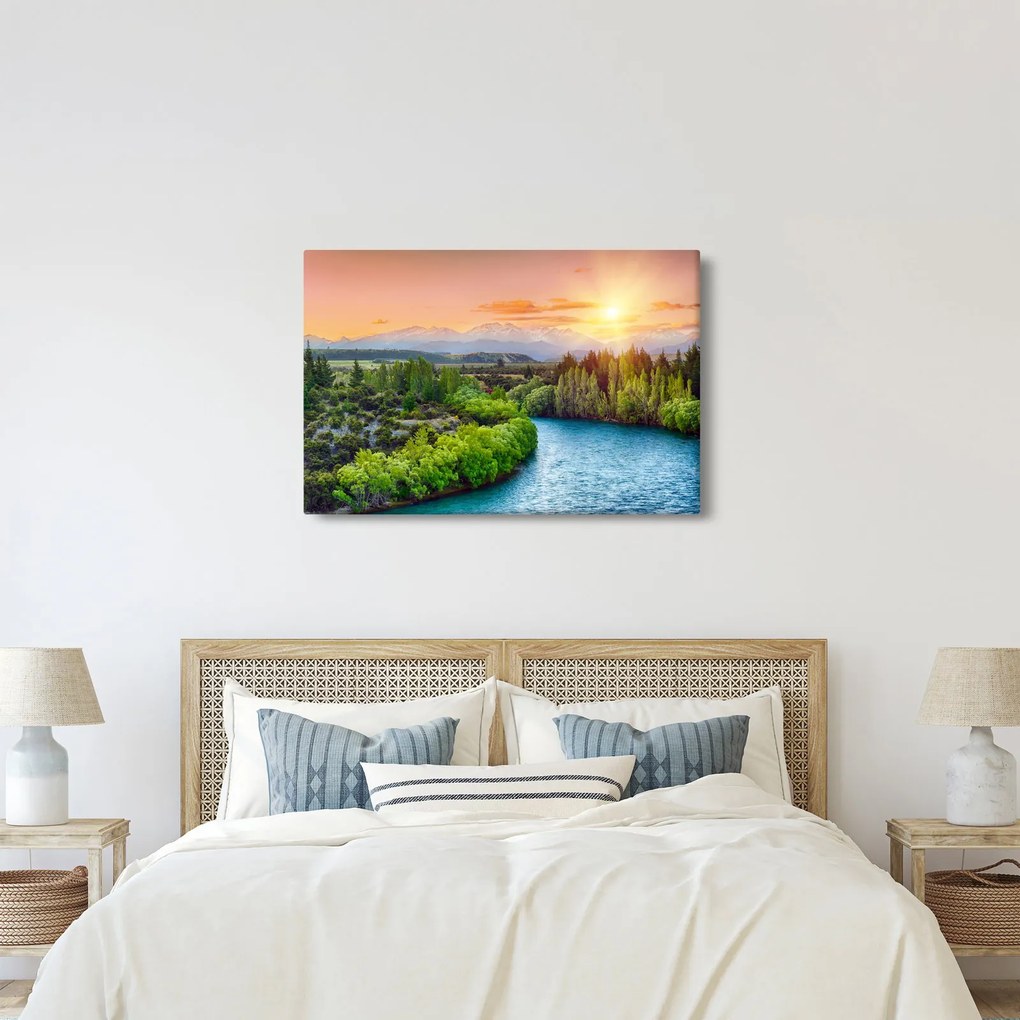 Obraz - Lesná horská krajina (90x60 cm)