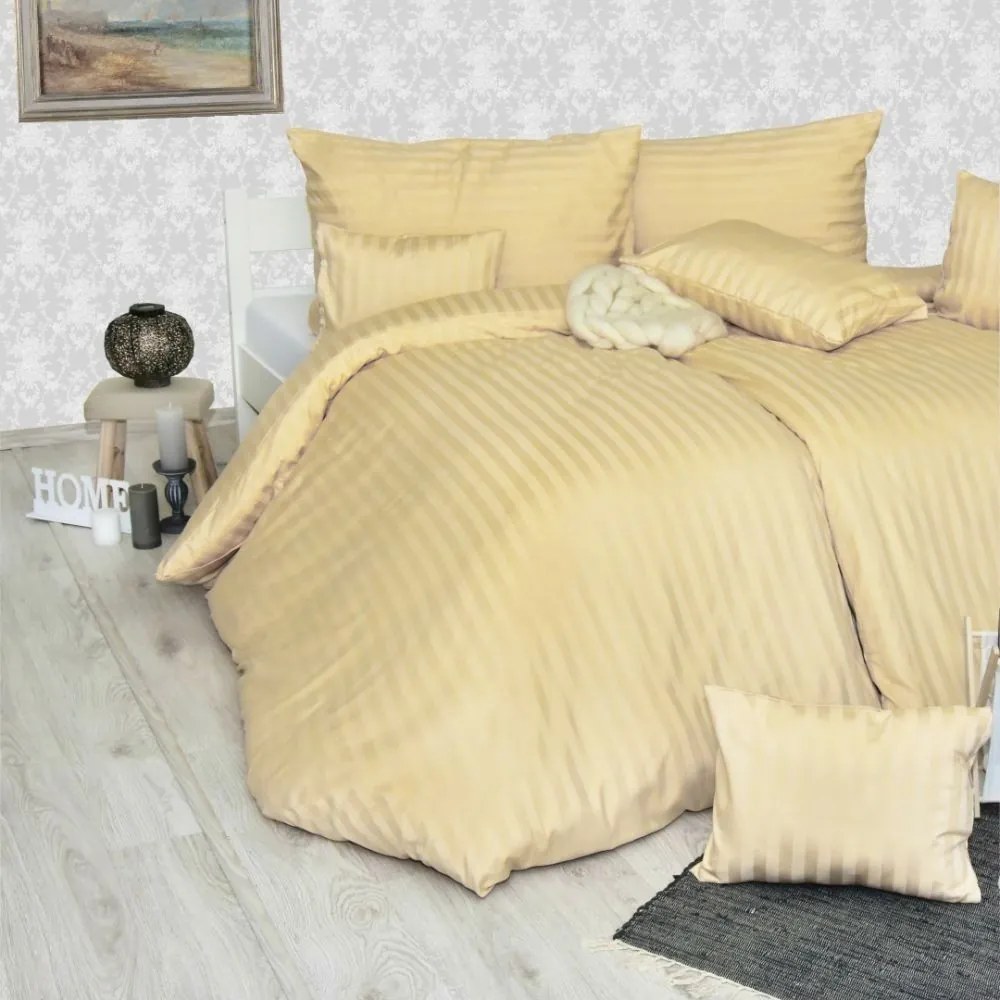 Obliečky damaškové zlaté EMI: Francúzsky set1 200x220 + 2x (70x90)