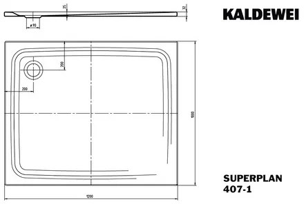 Sprchová vanička KALDEWEI Superplan 1000 x 1200 x 25 mm alpská biela Protišmyková povrchová úprava Matná 430700012711