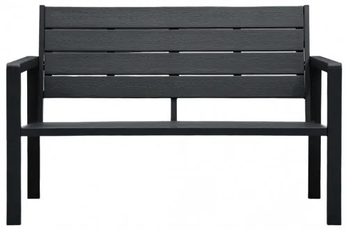 vidaXL Záhradná lavička 120 cm, HDPE, čierna, drevený vzhľad-