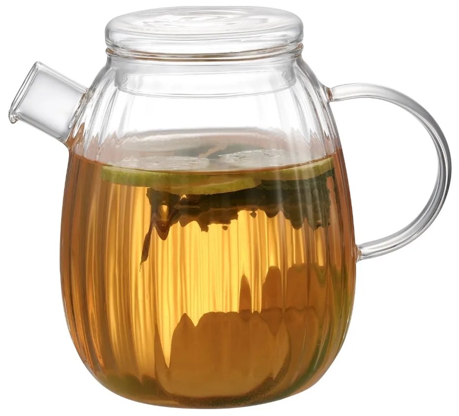 4Home Sklenený džbán s viečkom Stripe Hot&Cool, 1 l