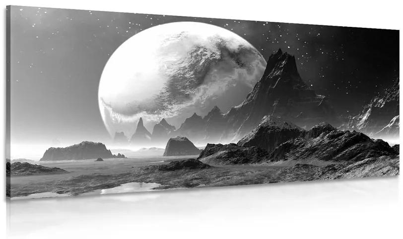 Obraz fantasy krajina v čiernobielom prevedení Varianta: 100x50