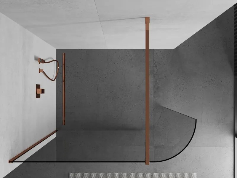 Mexen Kioto, zaoblená sprchová zástena 80 x 200 cm, 8mm číre sklo, ružové zlato profil, 800-080-101-60-06