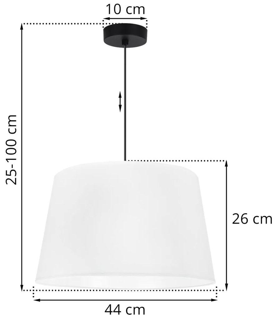 Závesné svietidlo Gaja, 1x biele textilné tienidlo, (fi 44cm), b