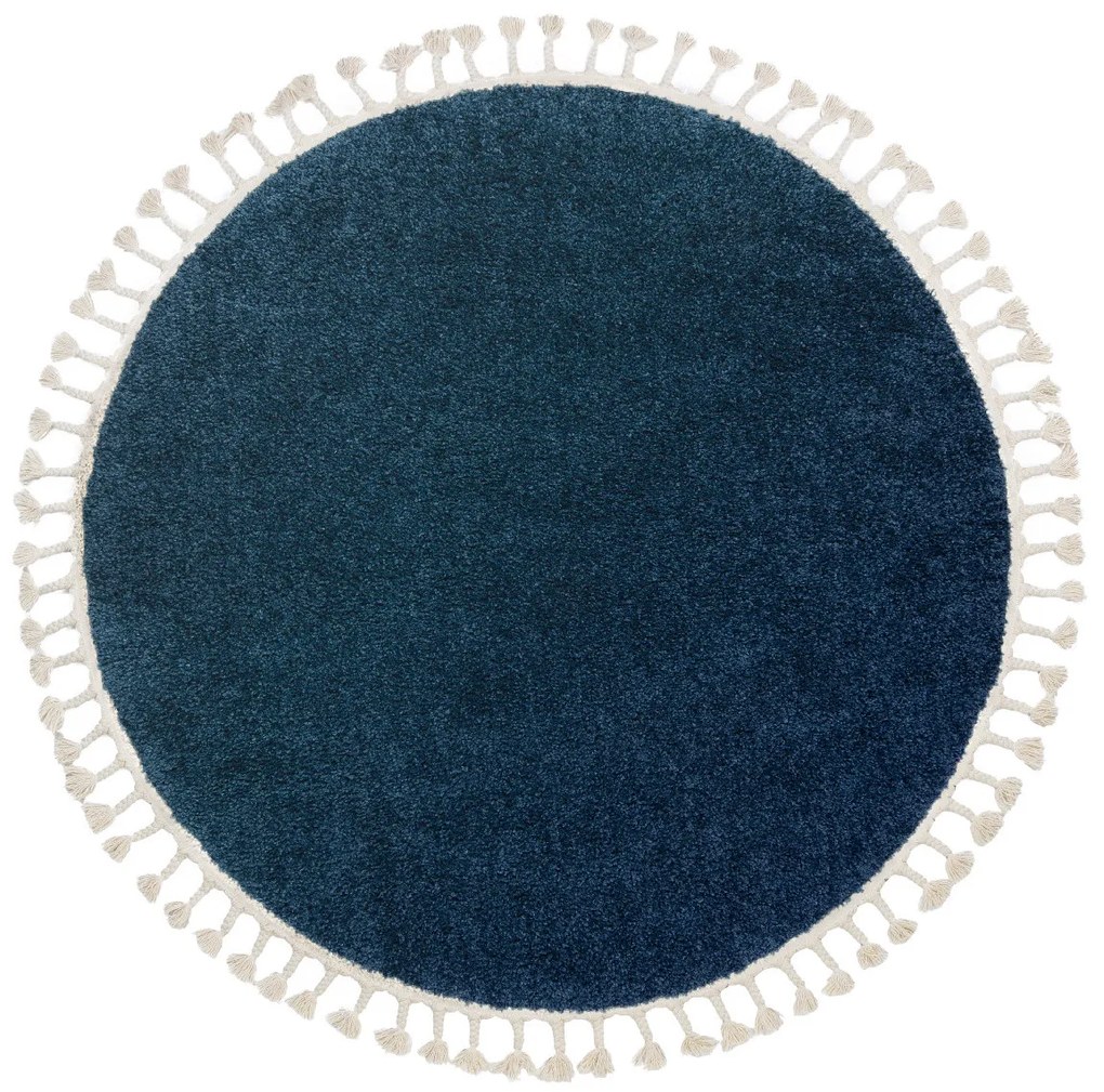 Dywany Łuszczów, Kusový koberec Berber 9000 navy kruh, 120x120 (priemer) kruh, modrá, obývacia izba