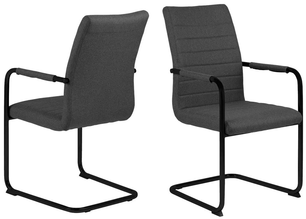 Dizajnová jedálenská stolička Daitaro s opierkami tmavosivá / čierna