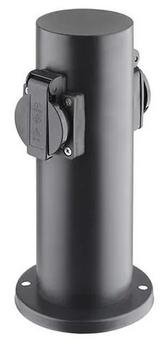 Solight PG10B - Vonkajší zásuvkový stĺpik 2Z 230V IP44 čierna okrúhly