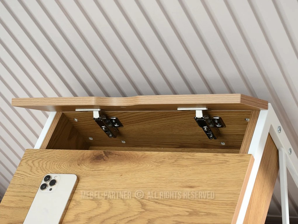 Nočný stolík Torry (dub + biela). Akcia -25%. Vlastná spoľahlivá doprava až k Vám domov. 1111722