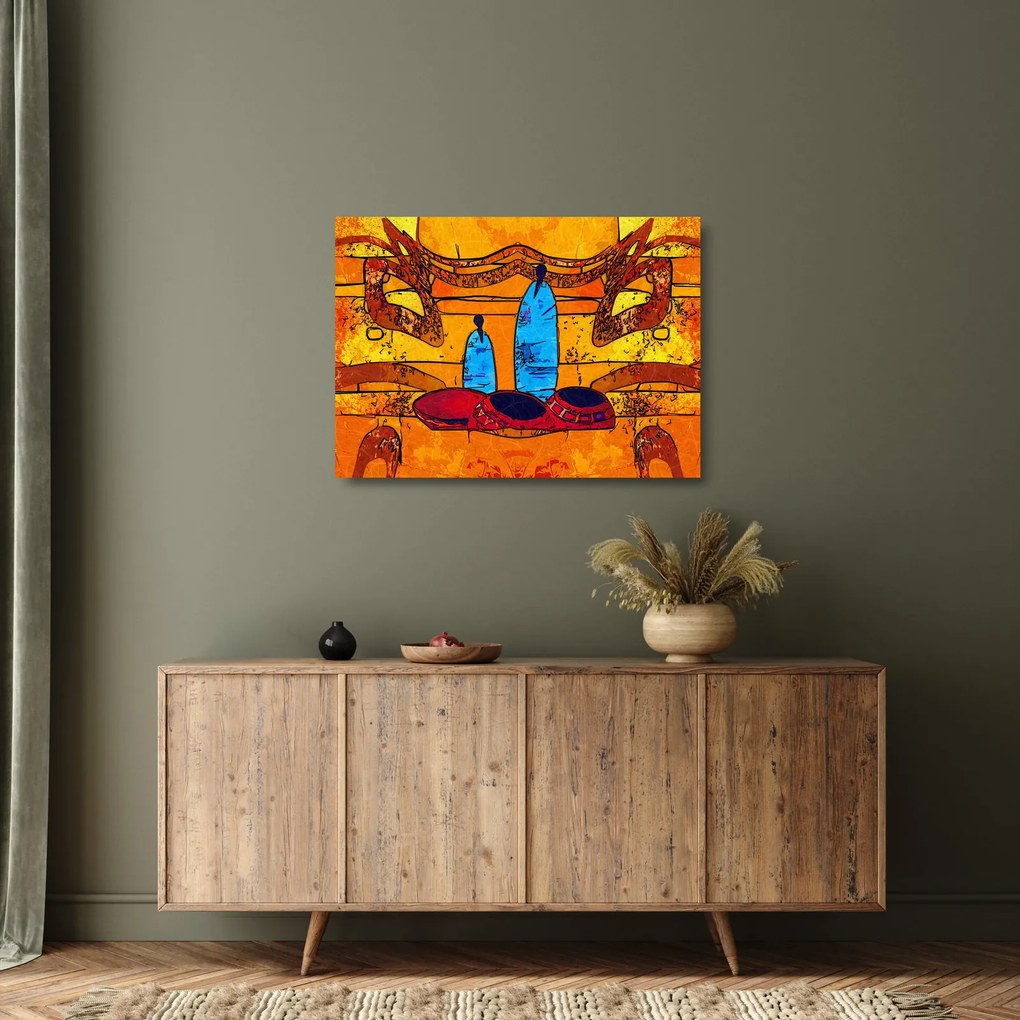 Sklenený obraz - Staroveká maľba (70x50 cm)