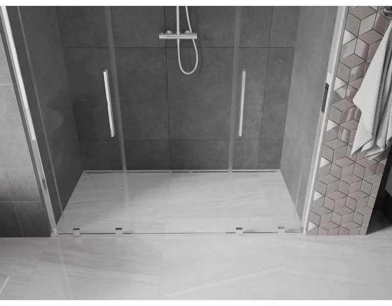 Mexen Velar L Duo, posuvné sprchové dvere do otvoru 170 cm, 8mm číre sklo, chrómová, 871-170-003-02-01