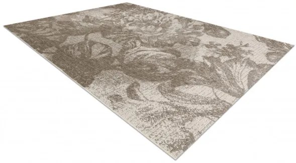Koberec šnúrkový SIZAL FLOORLUX 20491 KVETY šampanské/tmavosivý