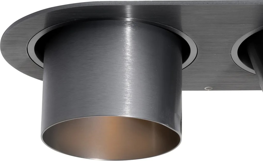 Sada 6 zapustených bodových svetiel Gunmetal GU10 70 mm naklápateľné 2-svetlá - Installa