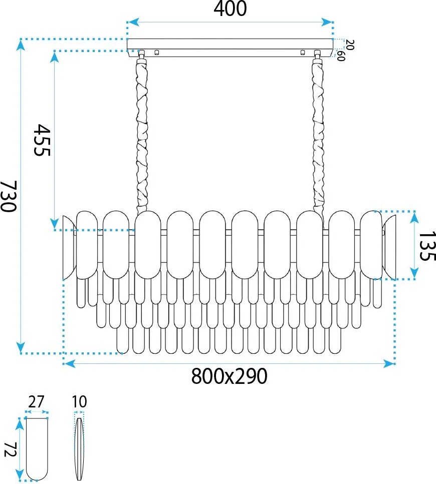 Toolight Toolight, krištáľová závesná lampa, 8×E14, SWE101-CP, zlatá, OSW-30224