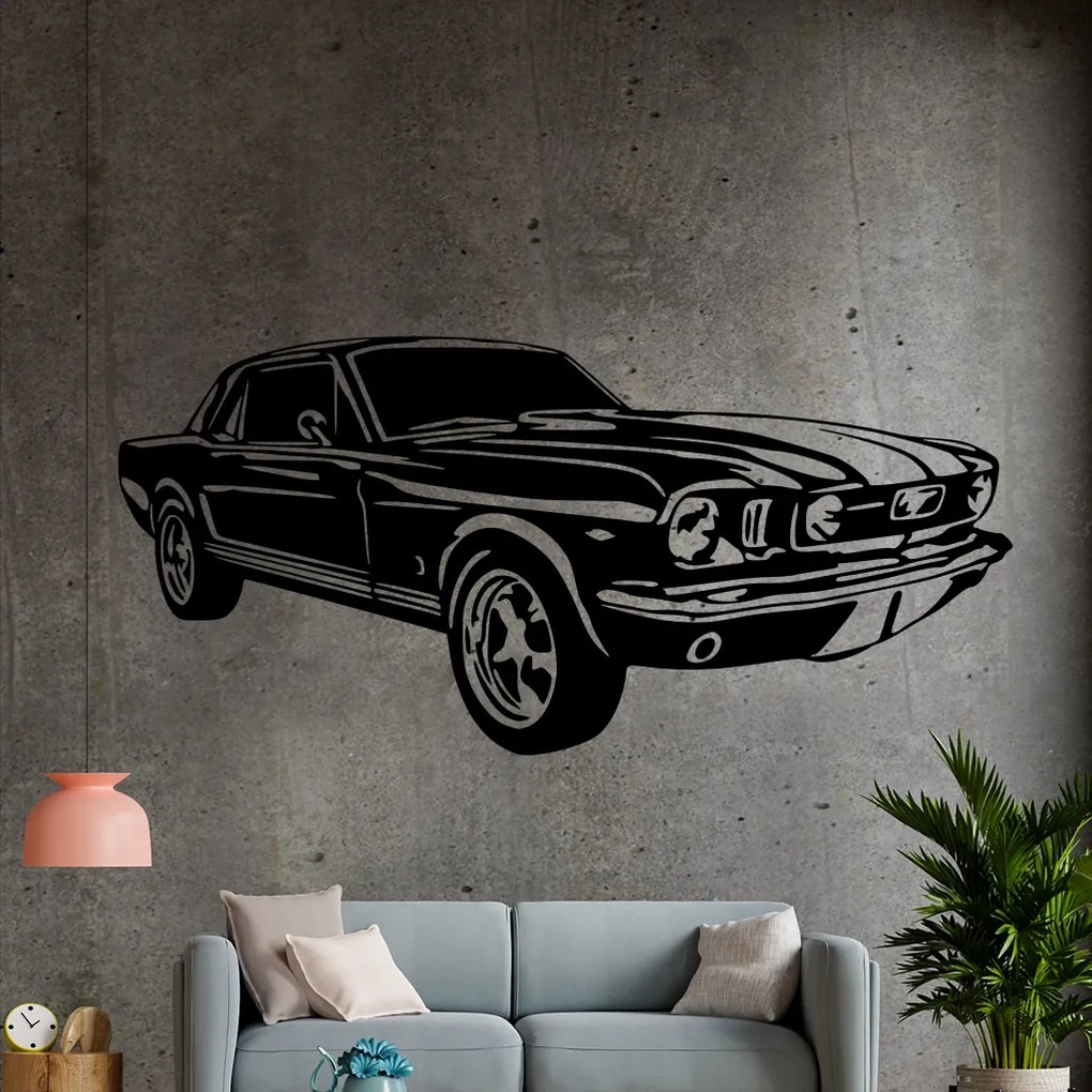 Veselá Stena Samolepka Automobil Ford Mustang Farba: čierna, Veľkosť: 80 x 37 cm