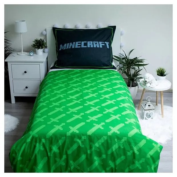 Bavlnené detské obliečky na jednolôžko 140x200 cm Minecraft Survival Mode - Jerry Fabrics