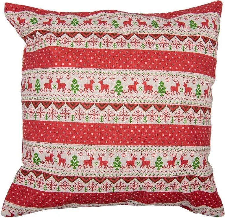 Červená obliečka na vankúš s jeleňami Christmas Rustic - 44*44 cm