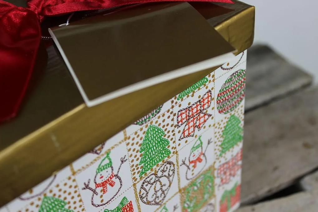 Zlato červená vianočná darčeková krabica 15cm