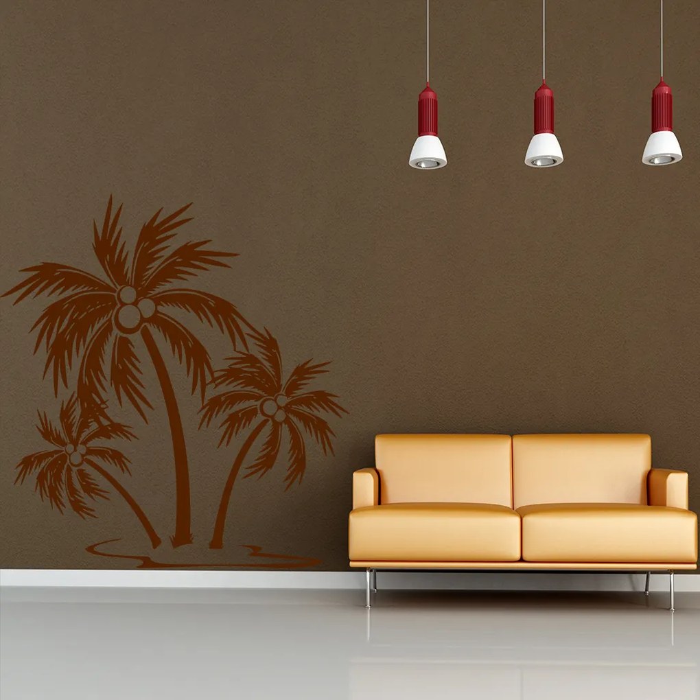 Veselá Stena Samolepka Palmy na ostrovčeku Farba: šedá, Veľkosť: 80 x 81 cm