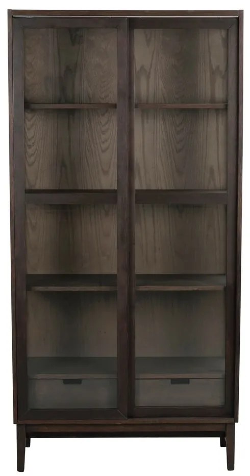 Hnedá vitrína v dekore duba s posuvnými dverami 100x203 cm Hazelton – Rowico