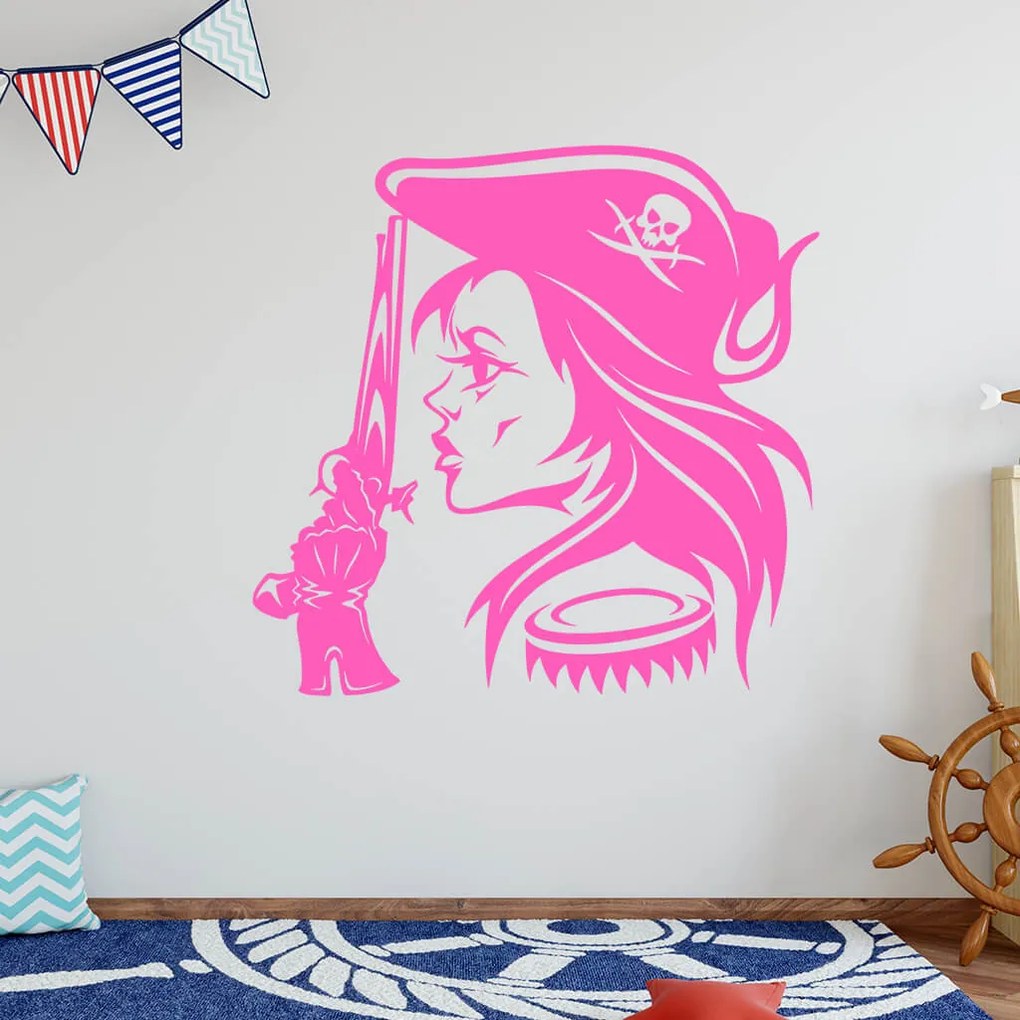 Veselá Stena Samolepka Hlava Pirátky Farba: béžová, Veľkosť: 80 x 80 cm