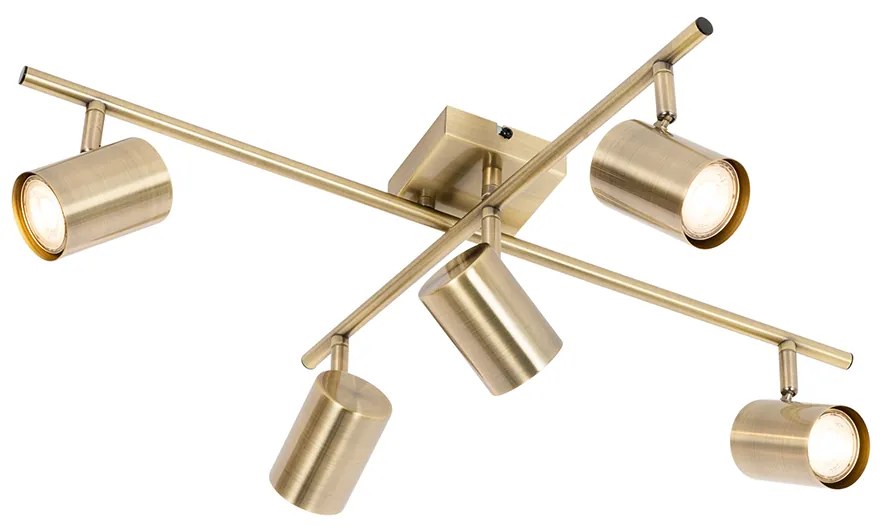 Moderné stropné svietidlo bronzové 5-žiarovkové nastaviteľné obdĺžnikové - Jeana