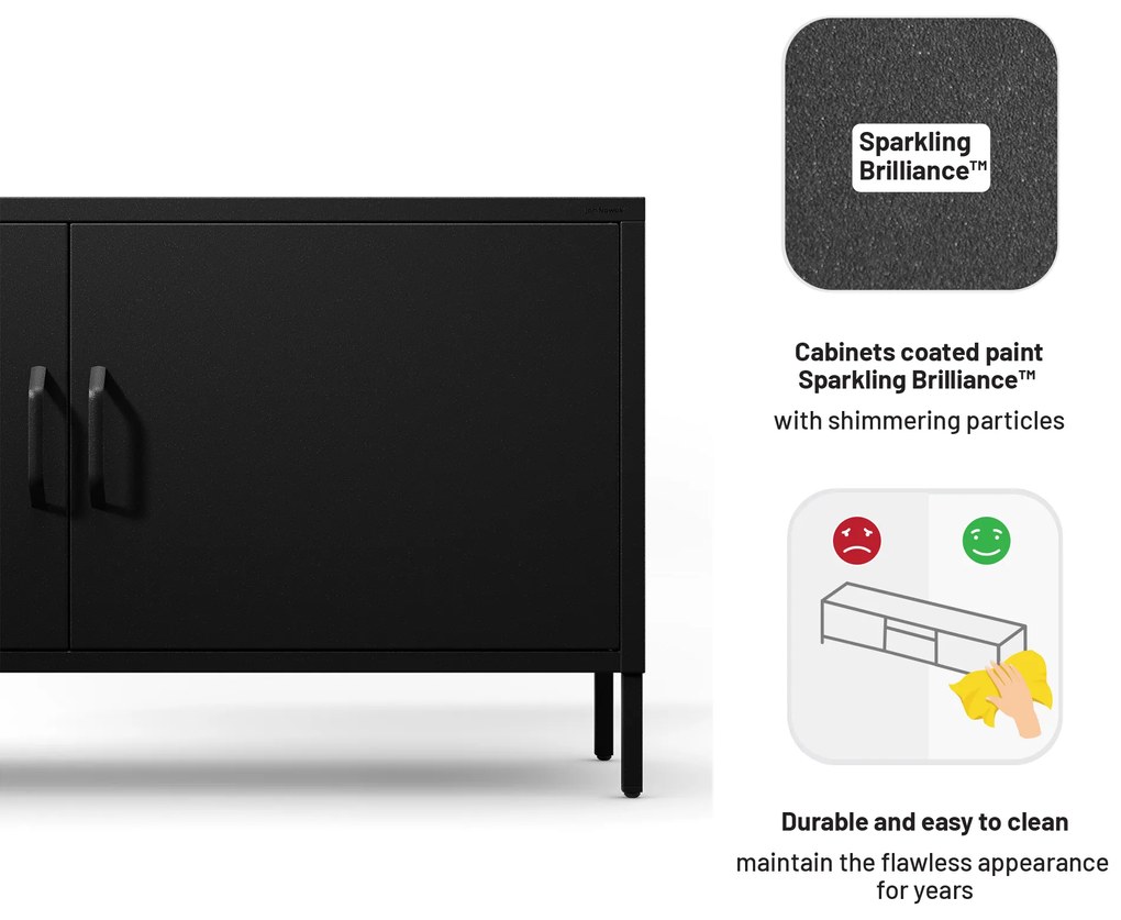 ROSA Moderná čierna kovová TV skrinka